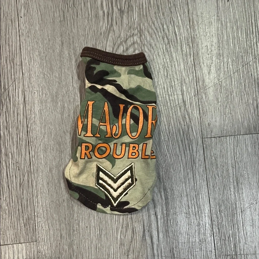 Camo dog tank top in XXS! A little brown from  Fabric ! Washed never used
